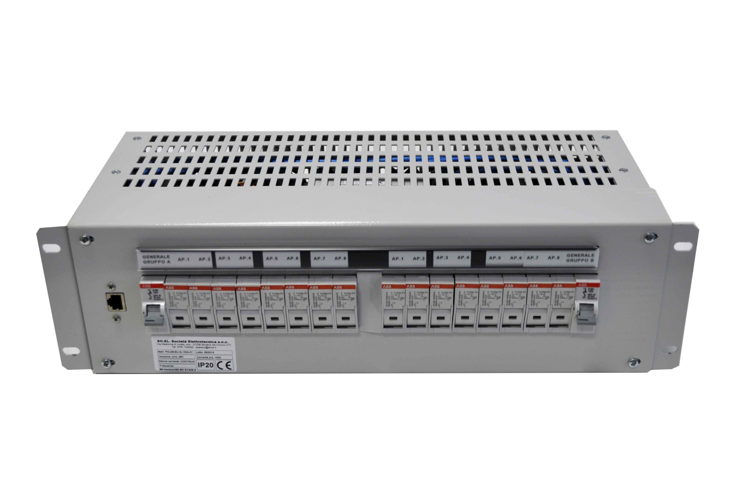  PDU 48Vcc 8+8 utenti monitoraggio correnti 3RU